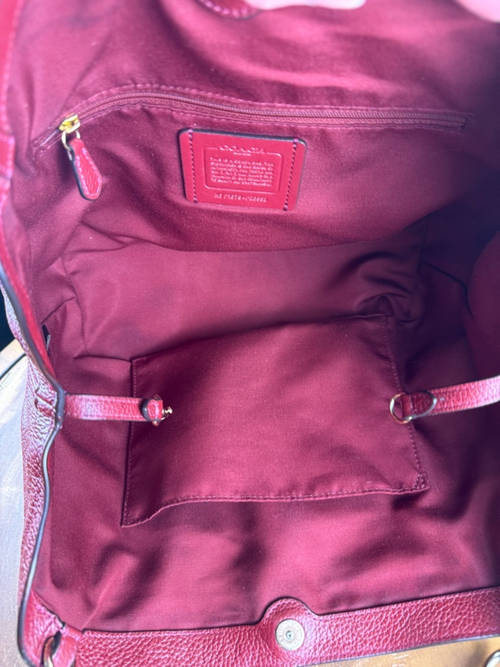 Coach Pebbled Leather Shoulder Hobo in Burgundy Red - Picture 9 of 10